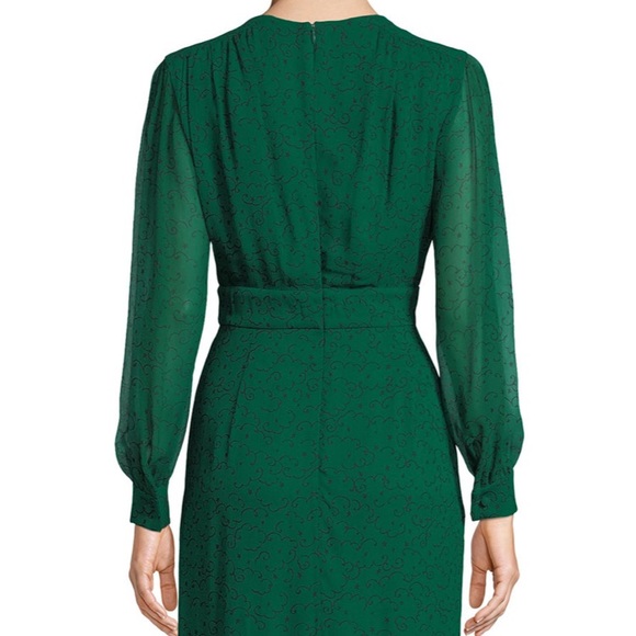 Escada Green & Black print faux wrap dress. - Picture 2 of 11